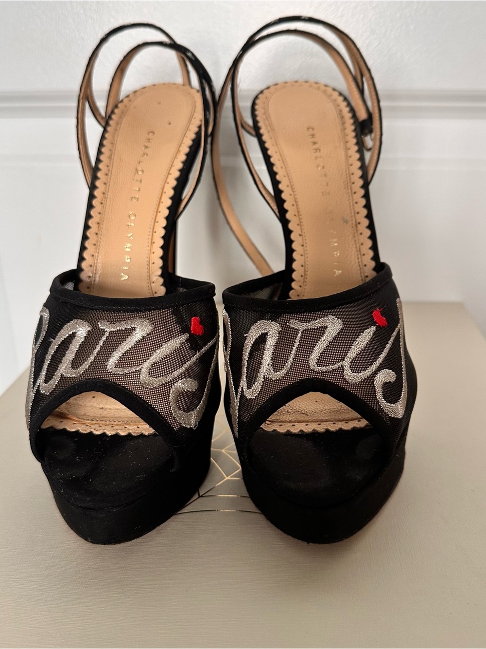Charlotte Olympia Limited Edition Paris Platform Heels Black Size 38 - Picture 9 of 9
